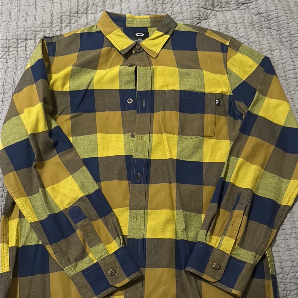 Oakley Mustard and Navy Checkered Shirt